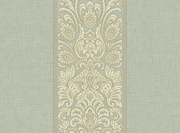 کاغذدیواری داماسک آلبوم East village سبز زیتونی و گل طلایی