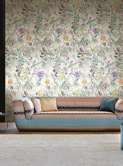 کاغذ دیواری میسونی در اتاق نشیمن