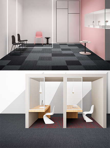 موکت تایل central point ترکیب رنگ خاکستری و مشکی