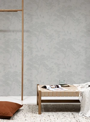 کاغذدیواری برگ‌دار خاکستری Zen 220274