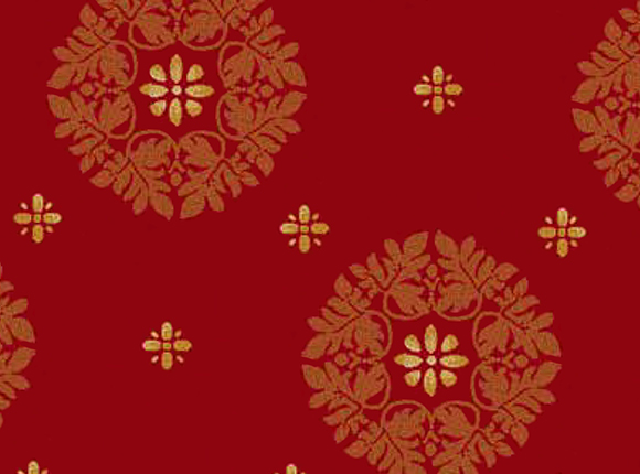 موکت قرمز با طرح های طلایی