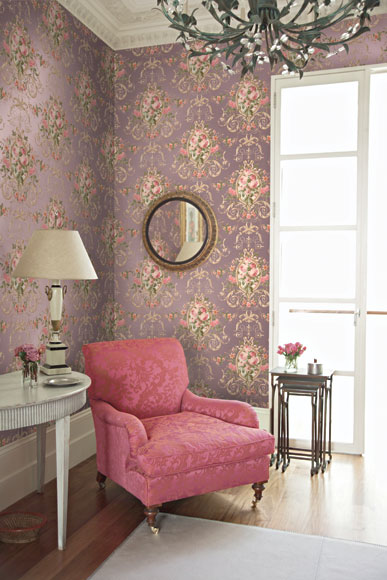 کاغذ دیواری داماسک اتاق پرنور