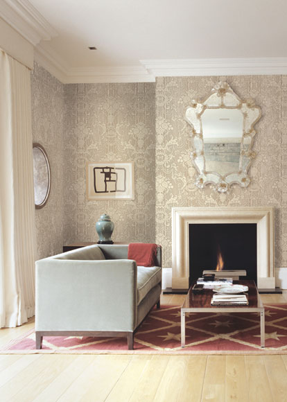 کاغذ دیواری damask folio اتاق پذیرایی