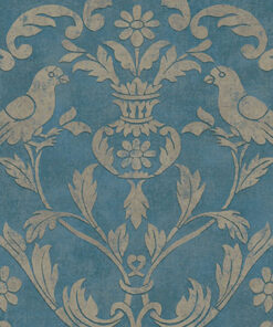 کاغذدیواری داماسک از آلبوم Palazzo با رنگ آبی سیر و طلایی
