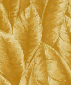 کاغذدیواری با طرح برگ استوایی طلایی رنگ